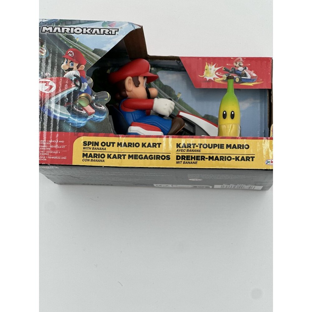 Mario Kart Spin Out Toy With Banana - 360° Rotating Action - Ages 3+